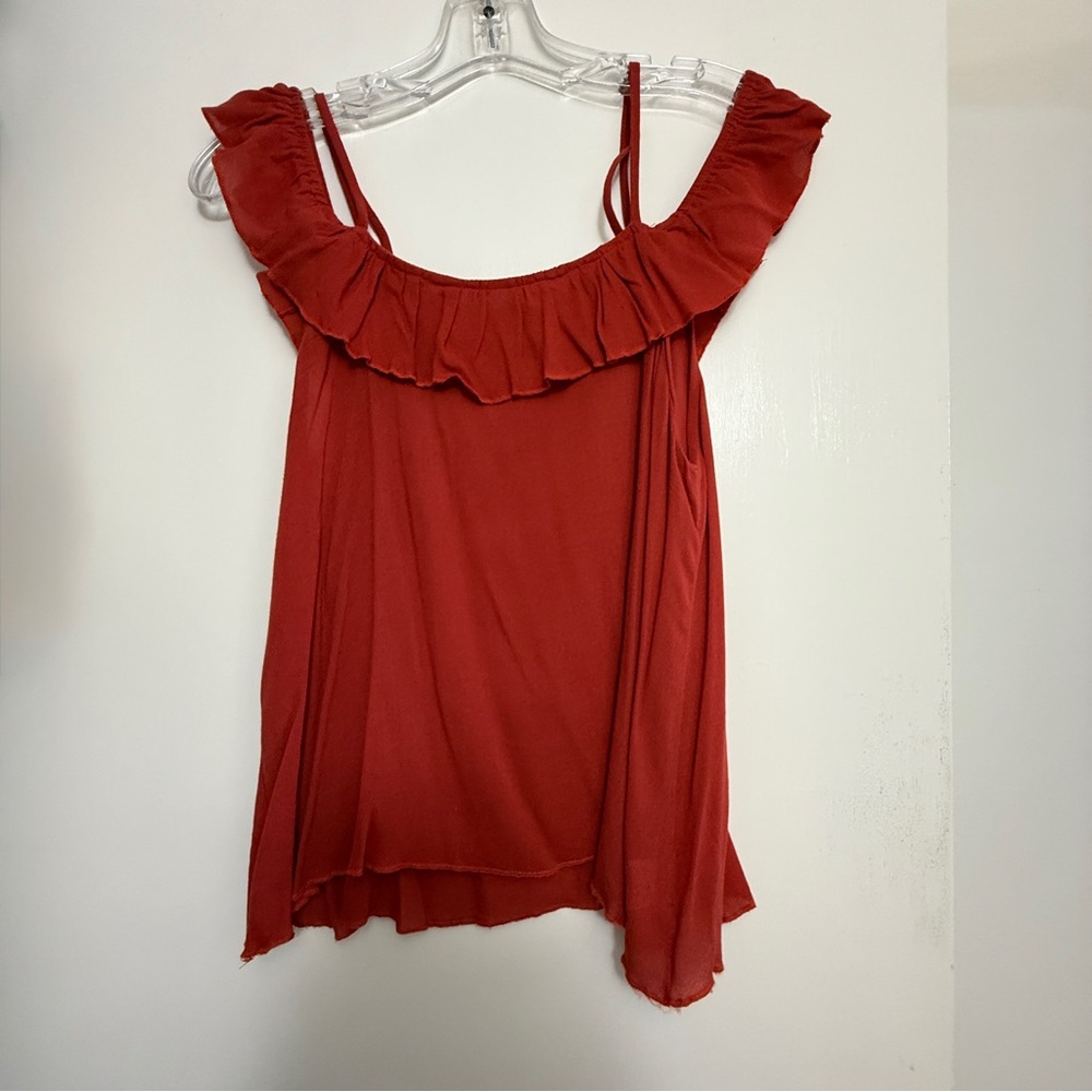 Sage the Label Ruffle Cold Shoulder Top – S